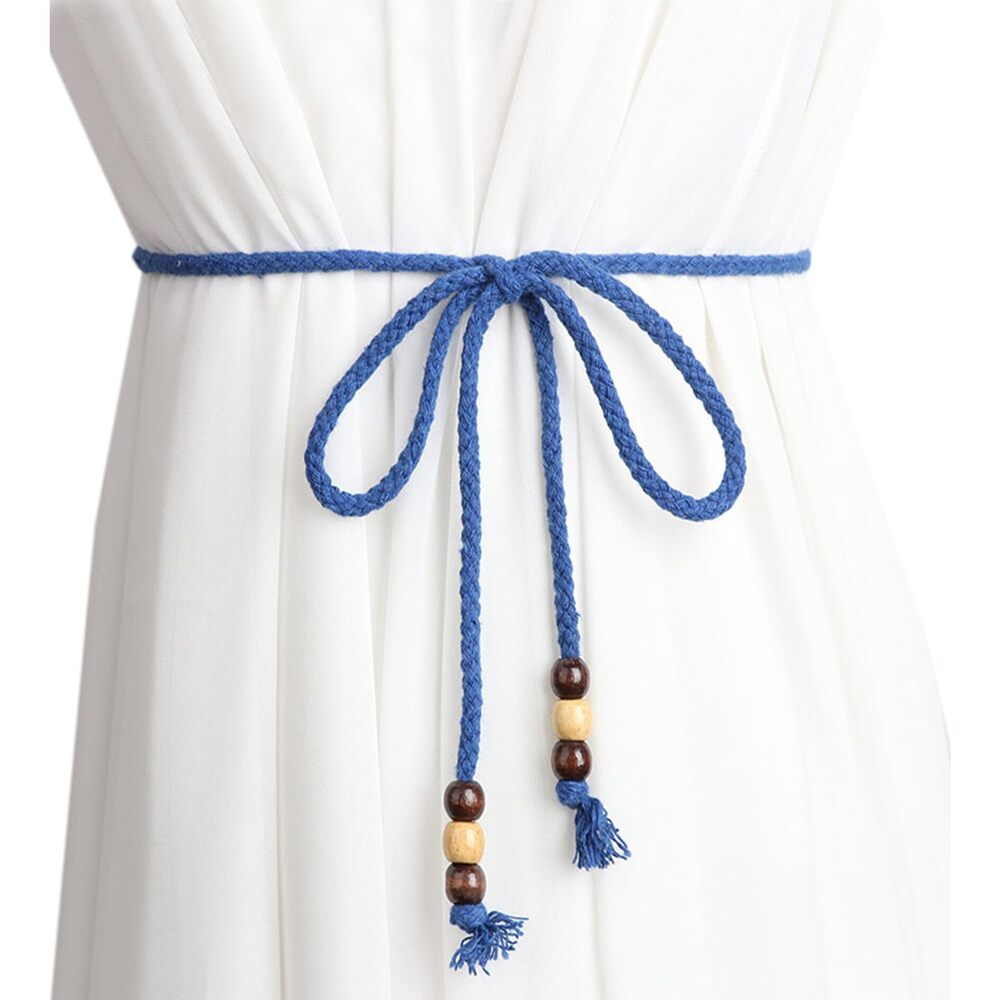 2574 Women Girls Boho Weave Cotton Braided Waist Tie Belt Wrap Cloth Belts